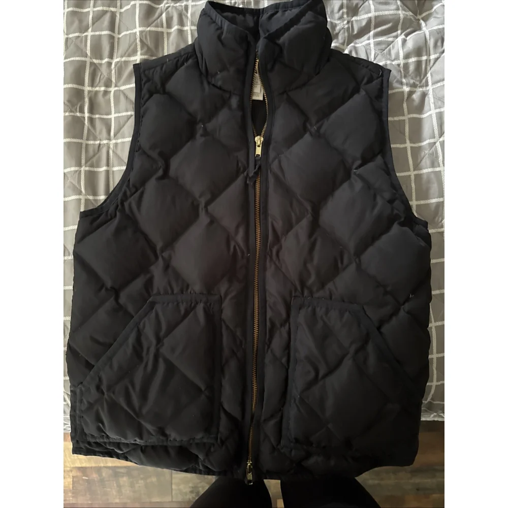 J. Crew Quilted Black Puffer Vest with Zip Front and Pockets - Picture 1 of 2